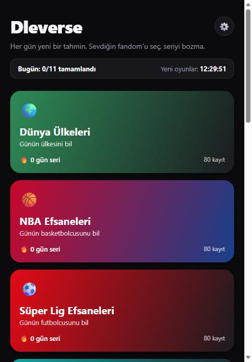 Dleverse home screen