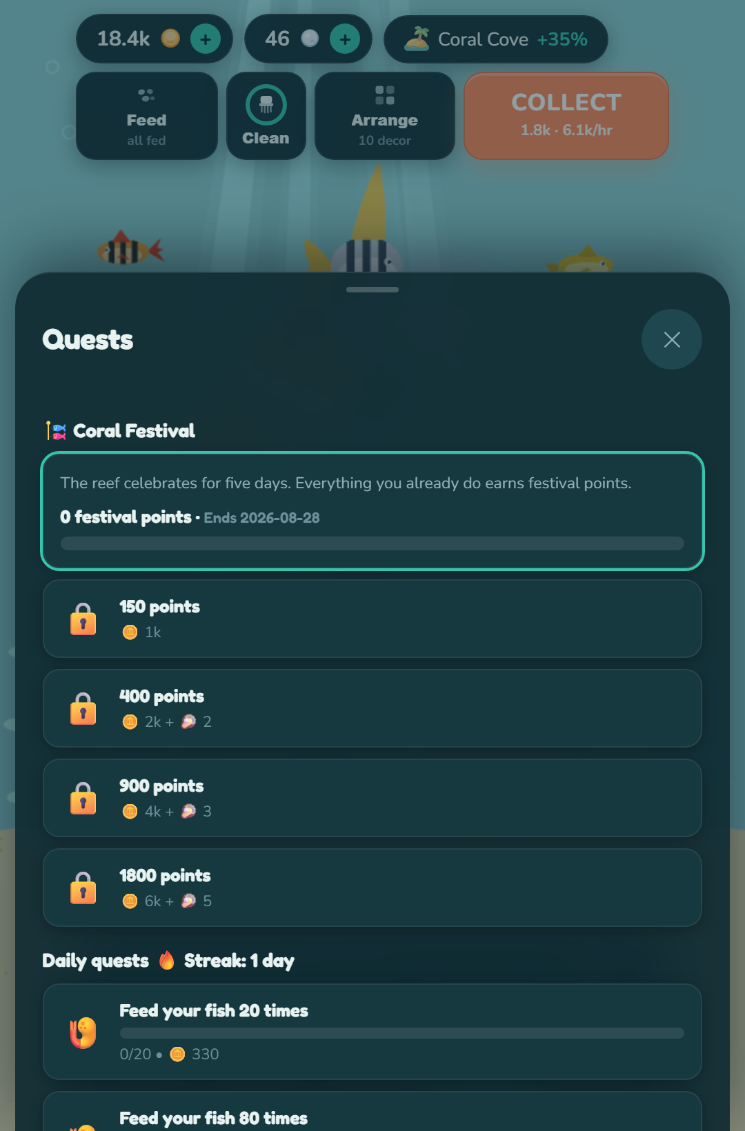 Reefy — quests